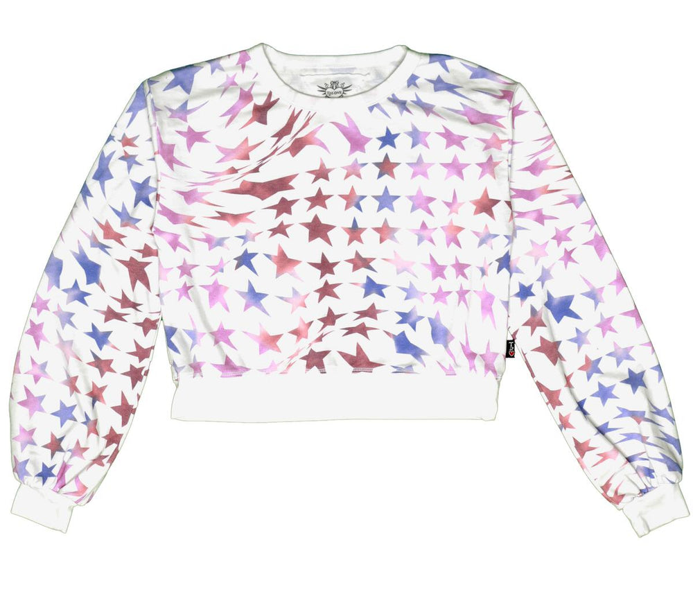 White Psychedelic Star Long Sleeve Top