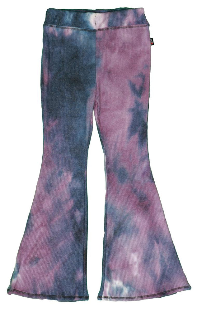 Navy & Purple Rib Tie Dye Fitted Flare Pant