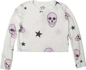 T2Love Pink Skull Crew Pullover