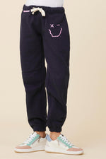 Smiley & Line Embroidery Joggers
