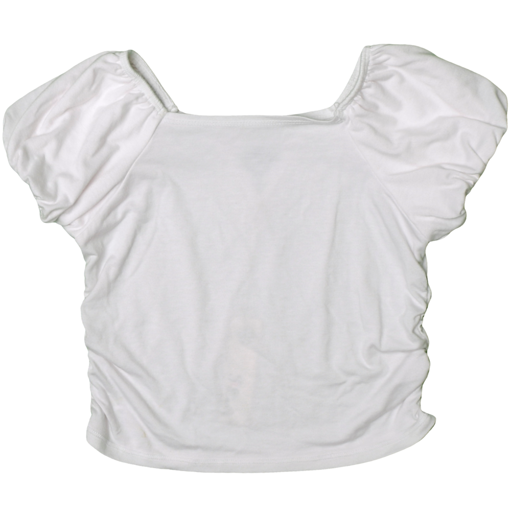White Puff Short Sleeve Square Neck Top