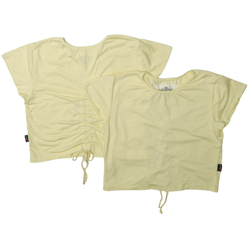 Yellow Short Sleeve Gather Back Top
