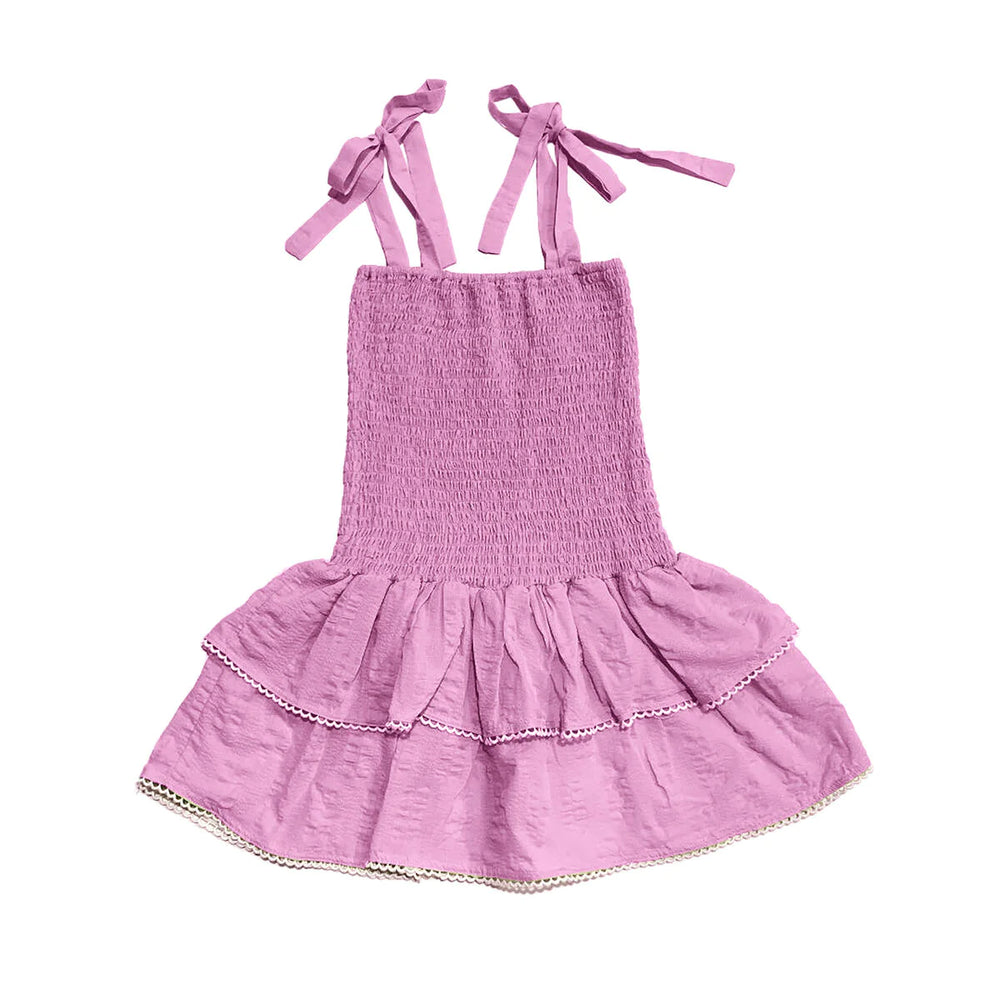 Pink Ruched Ruffle Dress