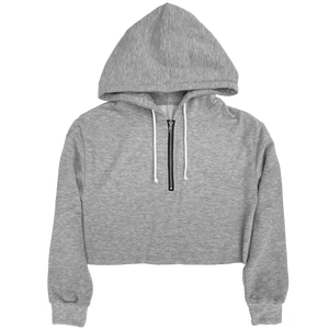 Heather Grey Brushed Soft Cloud Crop Zip Hoodie