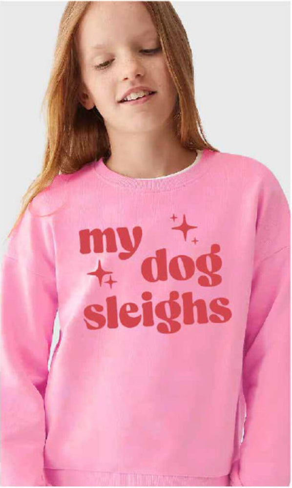 My Dog Sleighs Cropped Crewneck