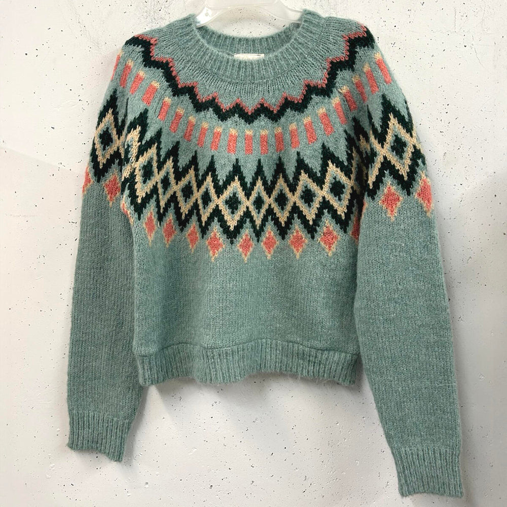 Teal Fair Isle Print Sweater