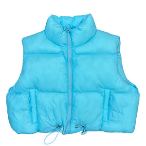 Aqua Blue Crop Puffer Vest