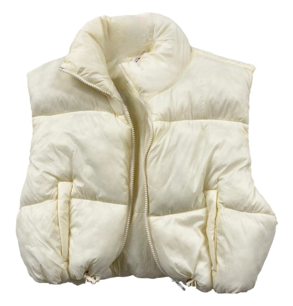 Cream Crop Puffer Vest