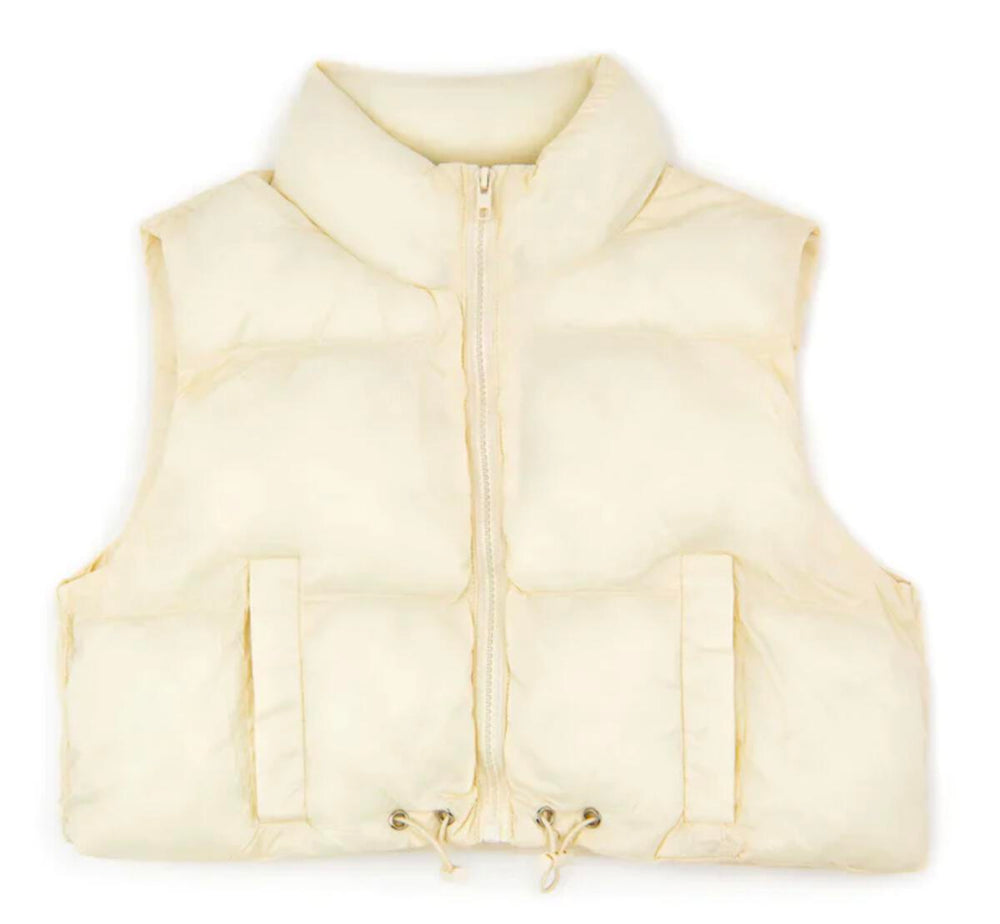 Cream Crop Puffer Vest