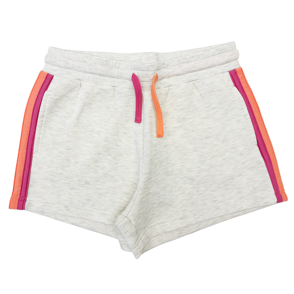 Heather Grey Pink/Coral Colorblock Cloud Drawstring Shorts