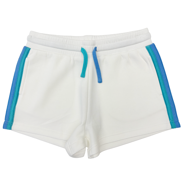 White Aqua/Ocean Blue Colorblock Cloud Drawstring Shorts