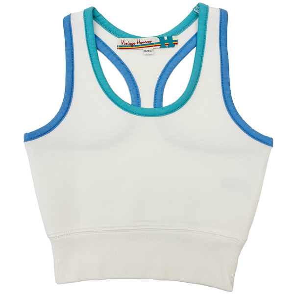 White Aqua/Ocean Blue Cloud Colorblock Tank