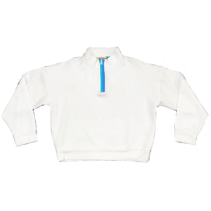 White Colorblock Cloud Aqua/Ocean Blue Zip Sweatshirt