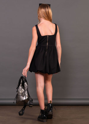 Black Bailey Square Neck Box Pleated Dress
