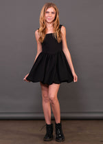 Black Bailey Square Neck Box Pleated Dress