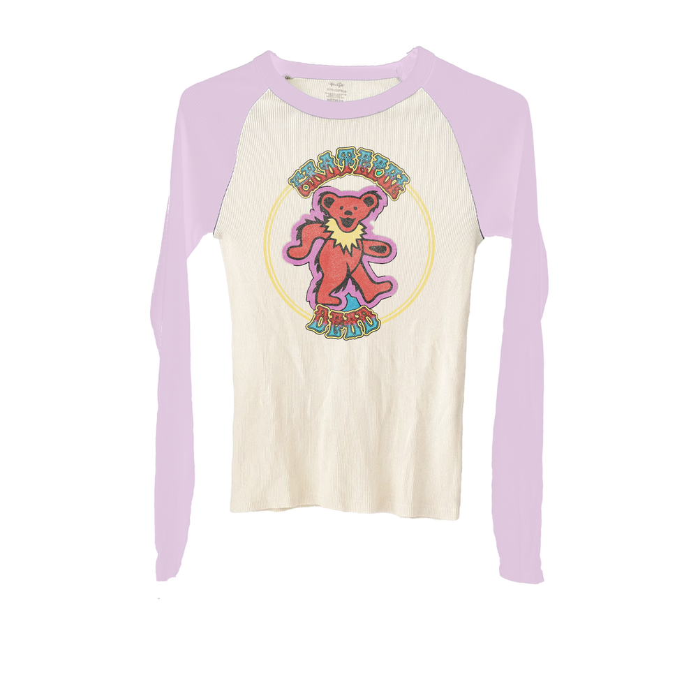 Grateful Dead Bear Pink Rib Raglan Tee