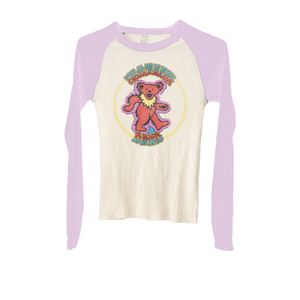 Grateful Dead Bear Pink Rib Raglan Tee