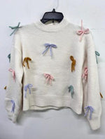 Ivory Colorful Bow Sweater