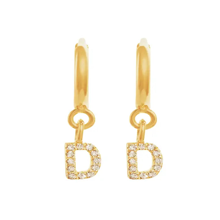 Caprice Pave Letter Huggie Earrings