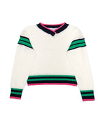 Central Park West Varsity Stripe Mesh Sweater