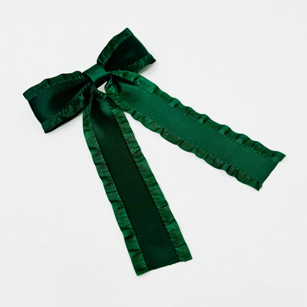 Green Love Game Frill Hair Bow Clip