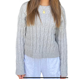 Light Heather Grey Cable knit Sweater