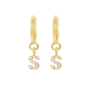 Caprice Pave Letter Huggie Earrings