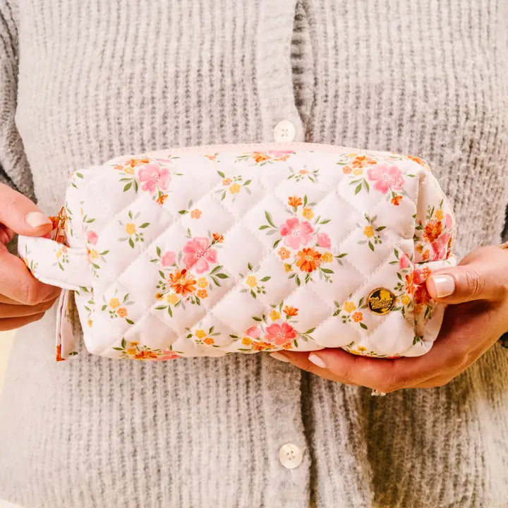 Essentials Quilted Cosmetic Pouch- Endless Daydream Cream