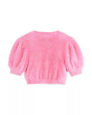 Baby Pink Mara Puff Short Sleeve Cardigan