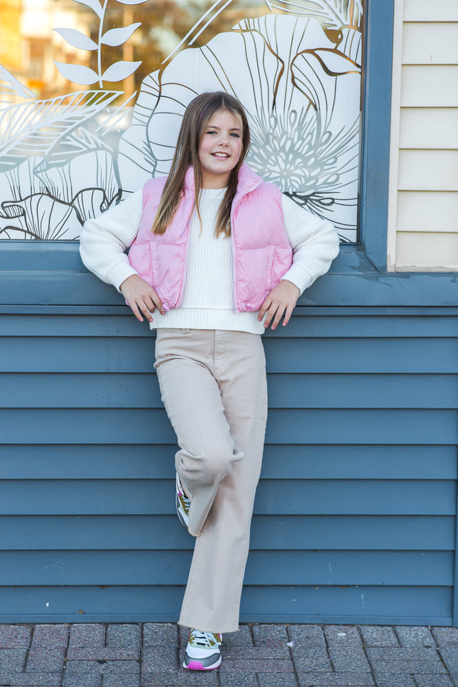 Blush Crop Puffer Vest