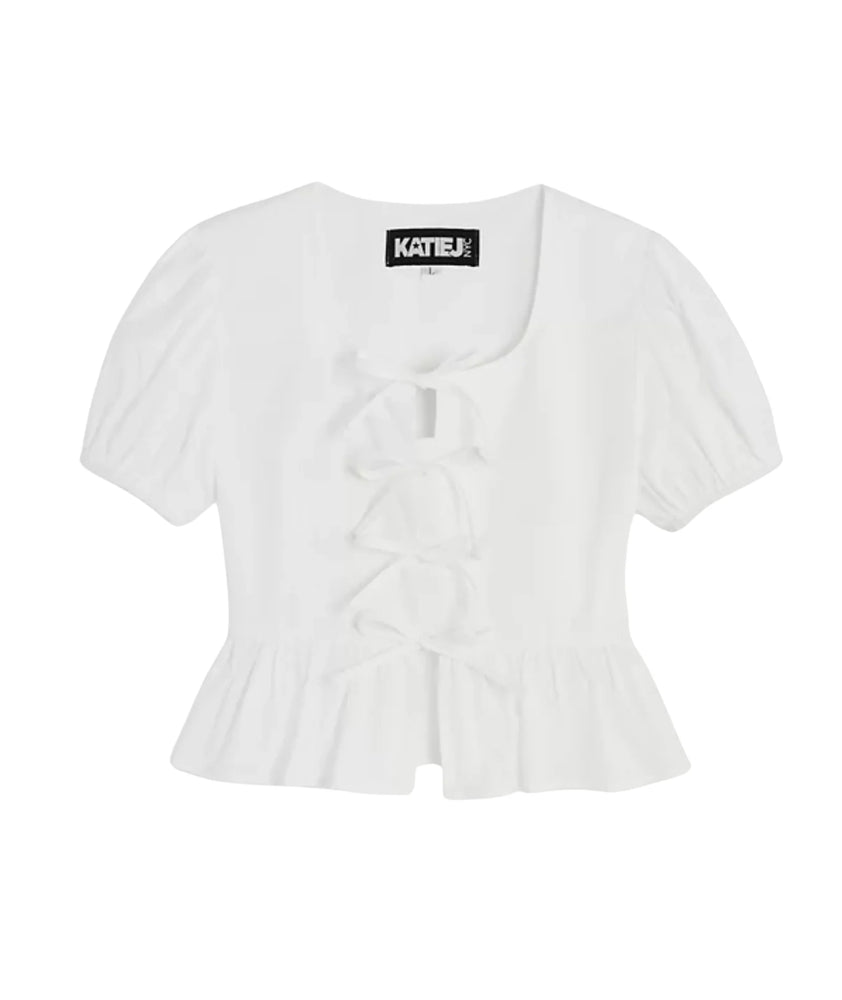 Katie J NYC White Wells Peplum Top