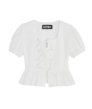 Katie J NYC White Wells Peplum Top