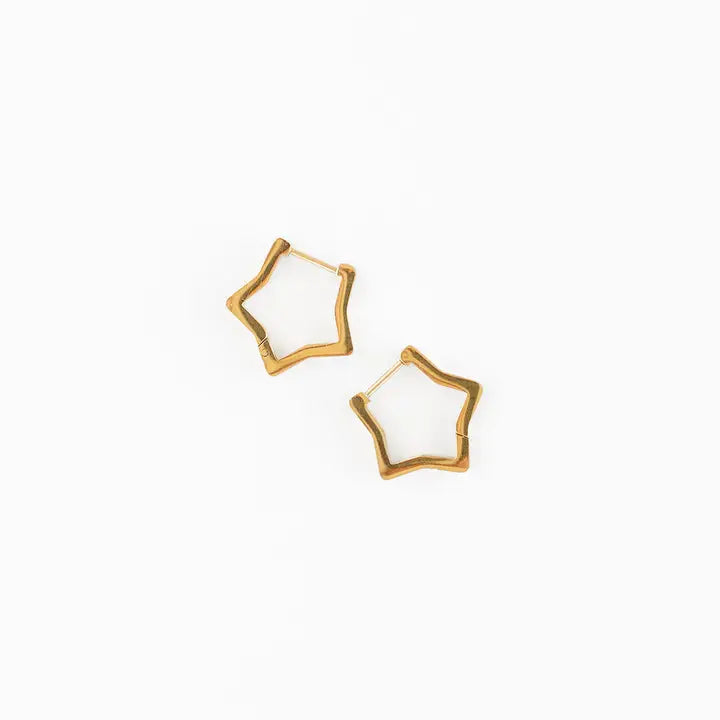 Gold Star Hoop Earrings