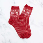 Holiday Red Snowflake Socks