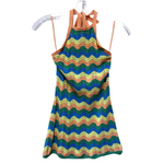 Peach Multi Zigzag Halter Coverup Dress