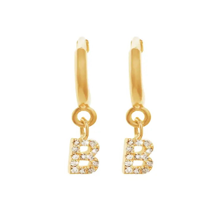 Caprice Pave Letter Huggie Earrings