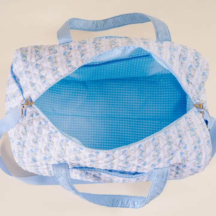 On the Go Quilted Weekender Bag Petal Parade Blue