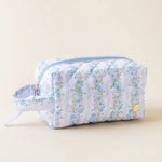 Essentials Quilted Cosmetic Pouch- Petal Blue
