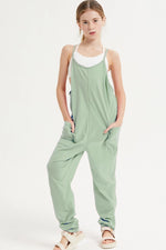 Sage Drop Crotch Sleeveless Jumpsuit