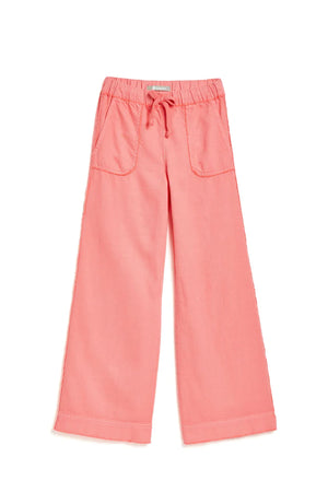 Hi Rise Salmon Patch Pocket Wide Leg Pant With Fray Hem