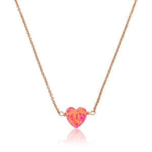 Hot Pink Opal Heart Necklace