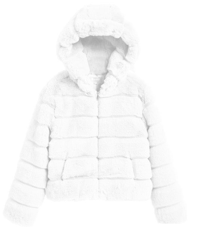 Winter White Faux Fur Hooded Jacket