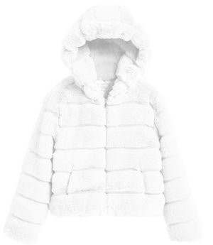 Winter White Faux Fur Hooded Jacket