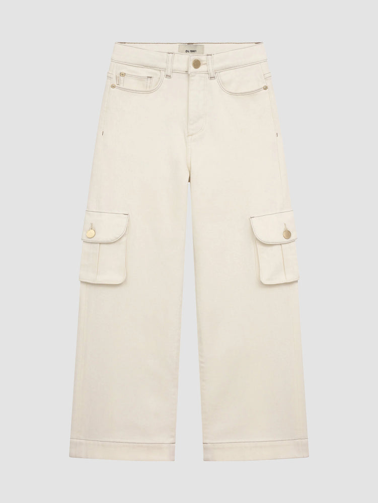 Lily Wide Leg Eggshell Cargo Jeans