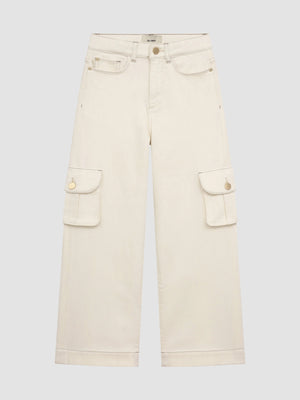 Lily Wide Leg Eggshell Cargo Jeans