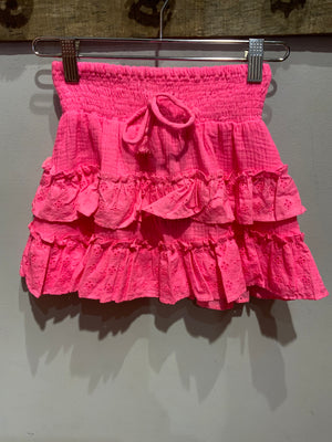 Hot Pink Eyelet Ruffle Skirt