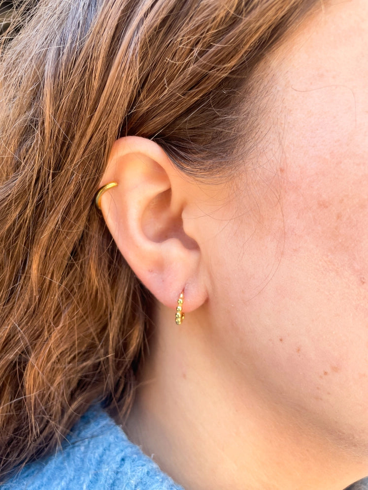 Gold Beaded Huggie Earrings