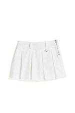 Tractr White Cotton Pleated Skirt