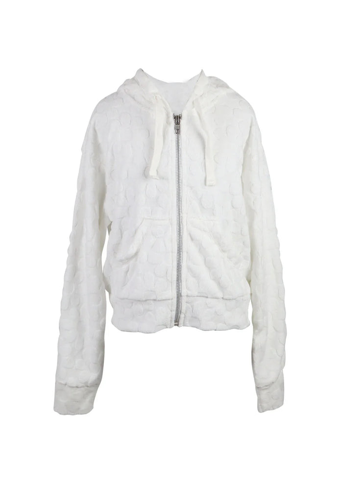 FBZ White Towel Daizy Zip Up Crop Jacket