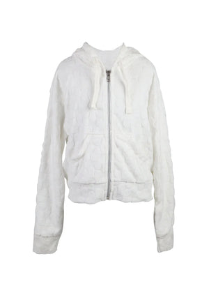 FBZ White Towel Daizy Zip Up Crop Jacket